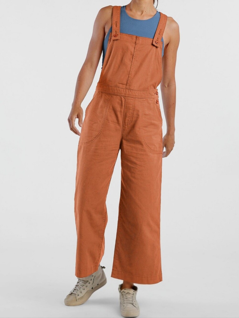 Patagonia Stand Up Cropped Overalls Orange Organic Cotton Utility Summer Sz 2 - Picture 16 of 16